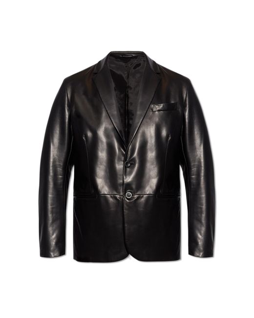 Giorgio Armani Black Leather Blazer, for men