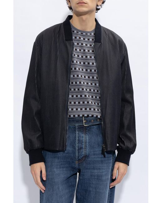Giorgio Armani Blue Leather Jacket for men