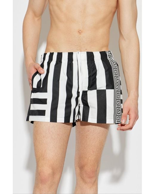 Versace Black Striped Swim Shorts for men