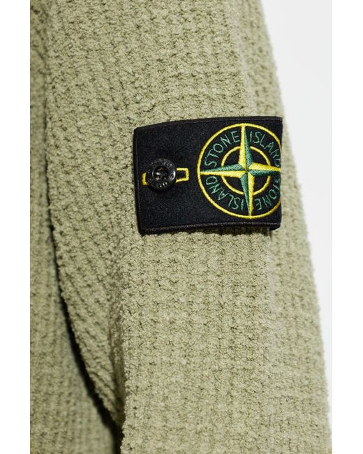 Stone Island Black Coat With Logo Patch for men