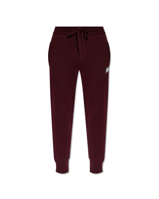 Dolce & Gabbana Red Logo Plaque Track Pants for men