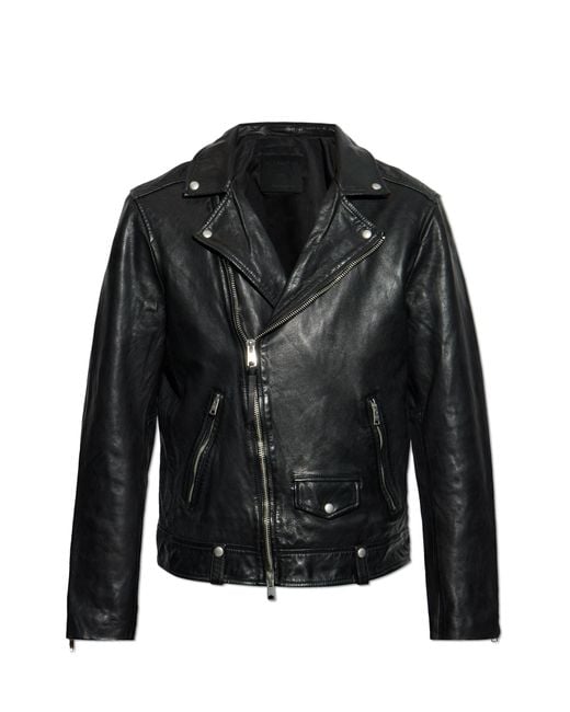 AllSaints Black Leather Jacket Milo for men