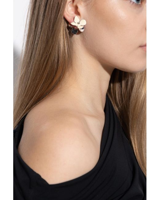 Marni White Earrings With Floral Motif