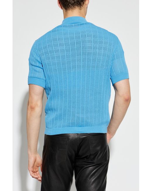Versace Blue Polo With Pocket for men