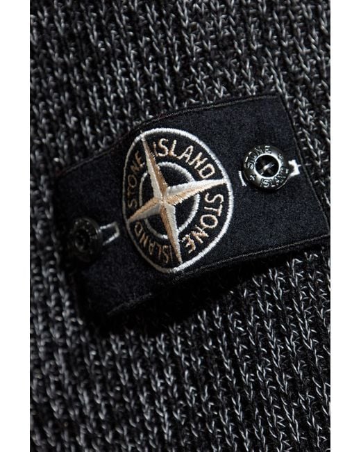 Stone Island Gray Sweater With Logo Patch for men