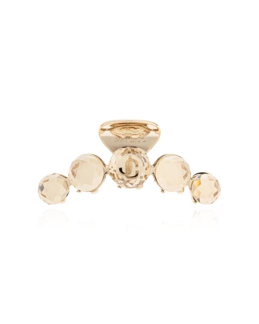 Jimmy Choo White Hair Clip With Shimmering Crystals