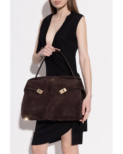 Ferragamo Black Suede Shoulder Bag