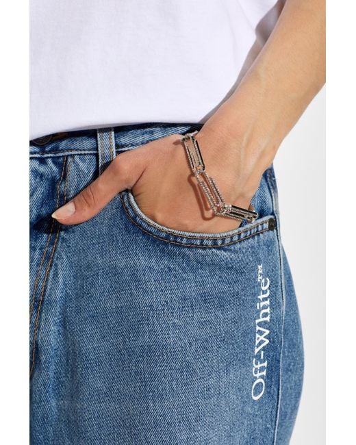 Off-White c/o Virgil Abloh Metallic Brass Bracelet With Shimmering Crystals