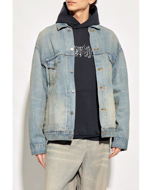 Balenciaga Printed Denim Jacket in Blue for Men Lyst UK