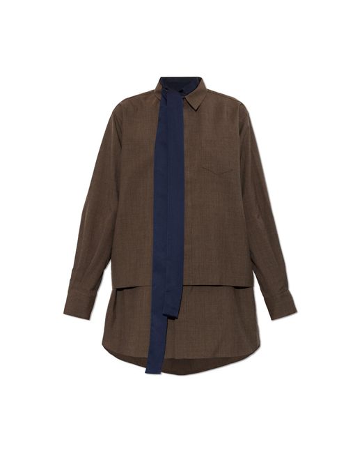 Sacai Brown Wool Shirt Dress