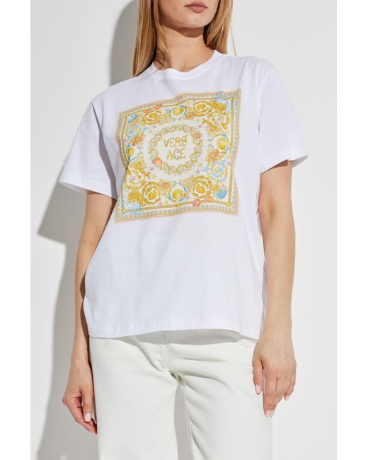 Versace White T-Shirt With Colorful Print