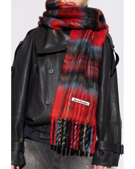 Acne Red Mohair Scarf