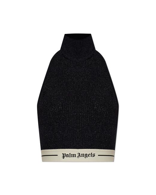 Palm Angels Black Top With Stand-Up Collar