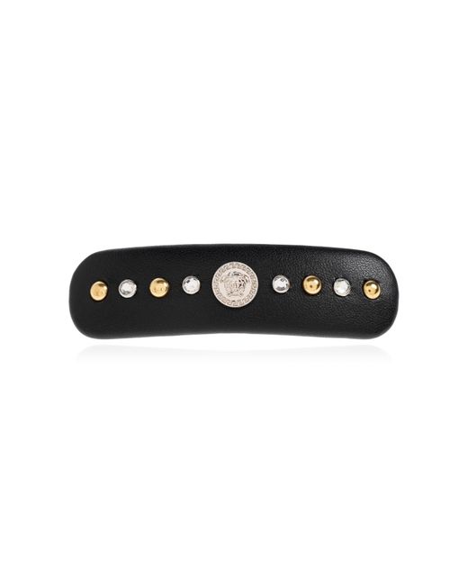 Versace Black Hair Clip With Shimmering Appliqués