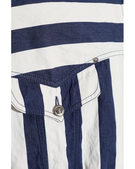 Versace Blue Jacket With Stripe Pattern for men