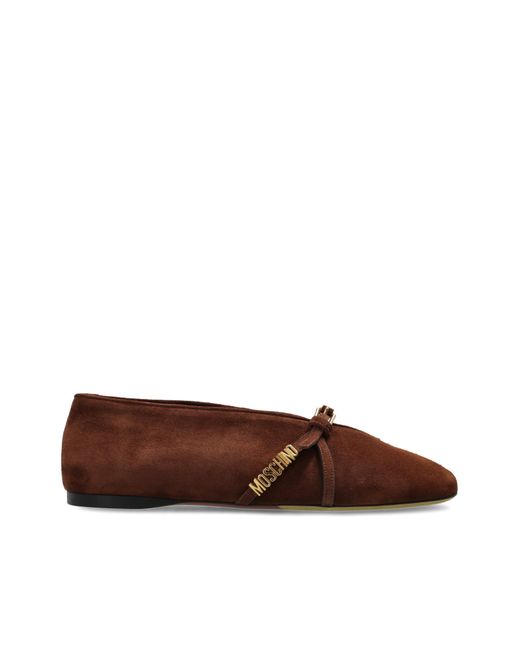 Moschino Brown Suede Ballet Flats