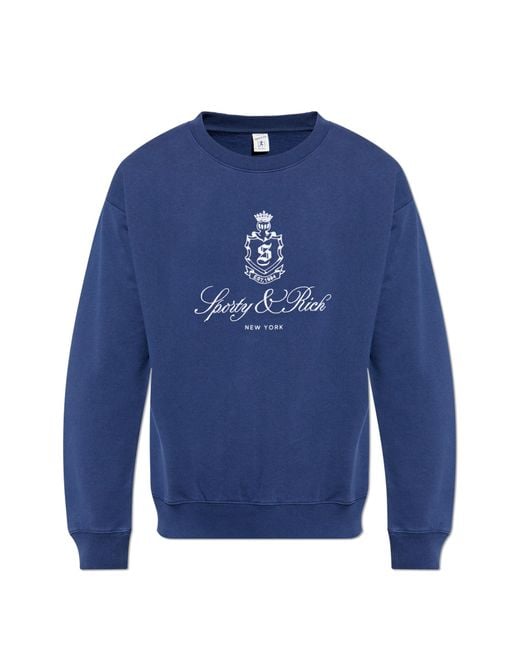 Sporty & Rich Blue Sweatshirt With Logo From The 'Core' Collection