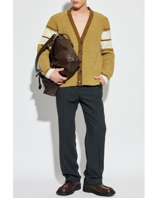 AMI Yellow Cardigan With A V-Neckline for men