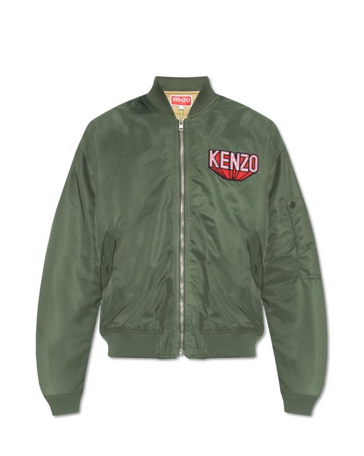 KENZO Green Bomber Jacket With Logo for men