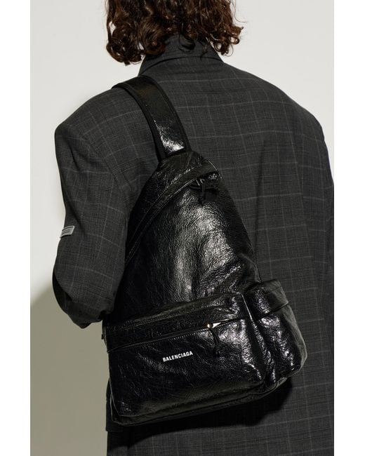 Balenciaga Black Single-Strap Backpack "Explorer" for men