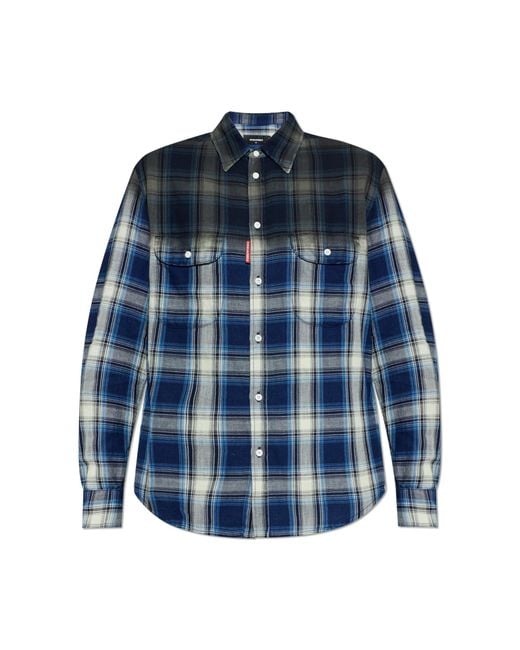 DSquared² Blue T-Shirt With Patch for men
