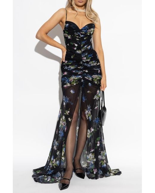 Blumarine Black Floral Motif Dress