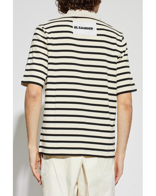 Jil Sander Black Striped Pattern Polo for men