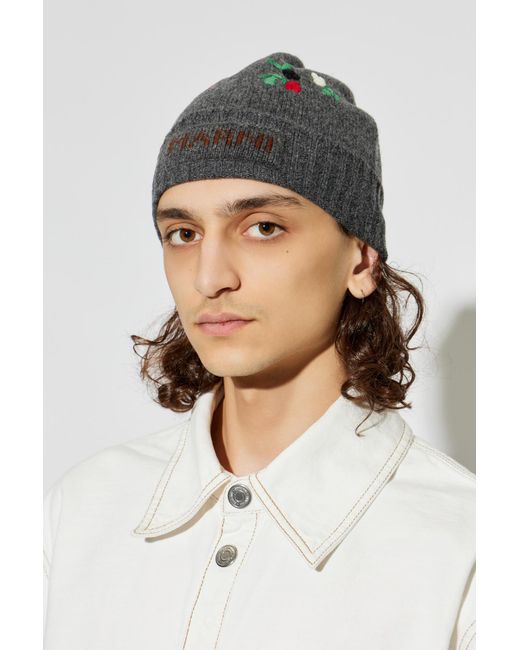 Marni Black Cap With Embroidery for men