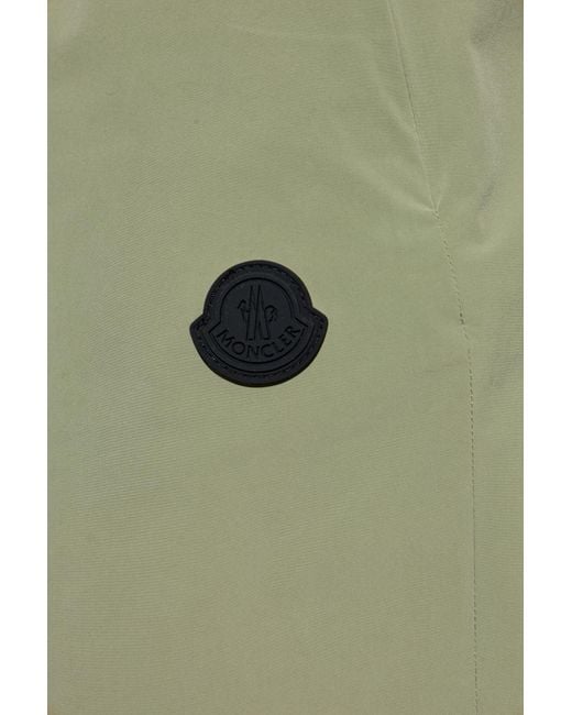 Moncler Green Shorts With Logo Patch for men