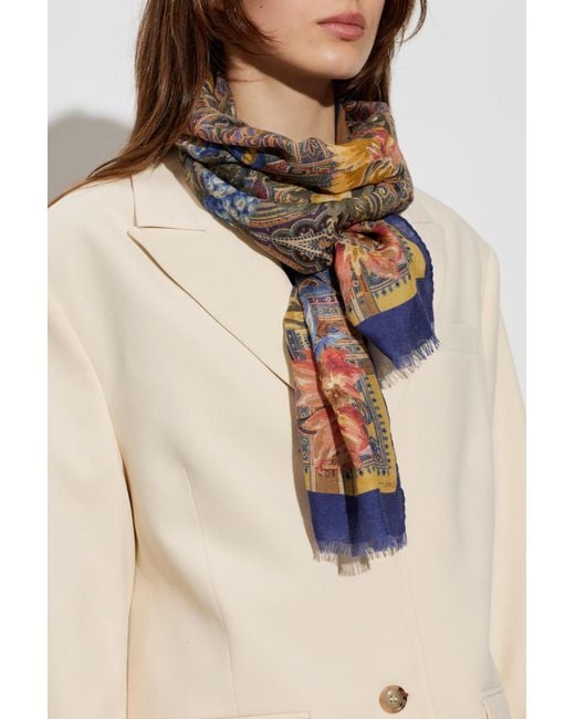 Etro Blue Scarf With Print