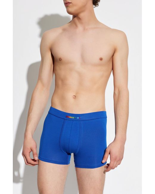 DSquared² Blue Boxers With Logo for men