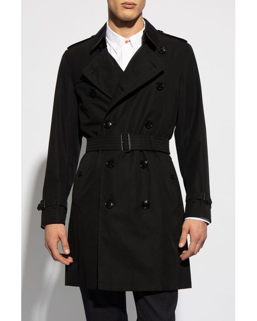 Burberry Black Mid-Length Kensington Heritage Trench Coat for men