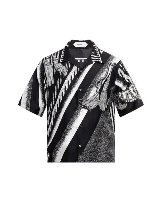 Versace Black Silk Shirt "Formula 6" for men
