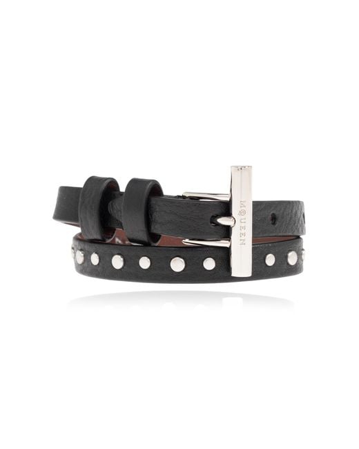 Alexander McQueen Black Leather Bracelet