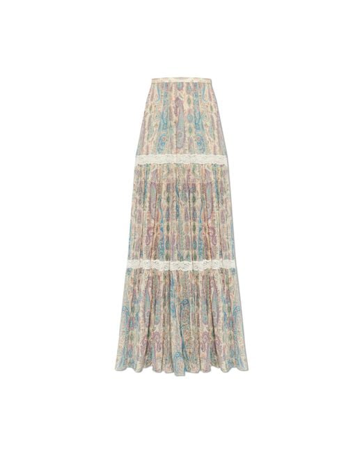 Etro White Skirt With Lace Inserts