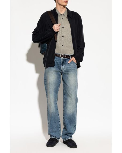 Giorgio Armani Gray Linen Shirt With Pocket for men