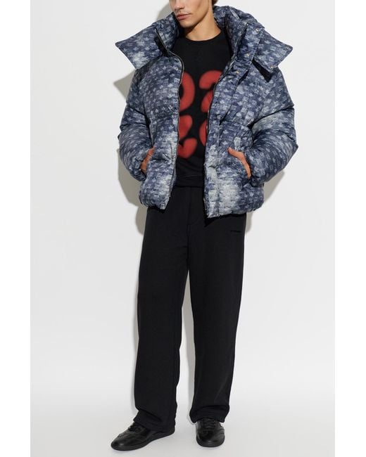 DSquared² Blue Puffer Jacket With Monogram for men