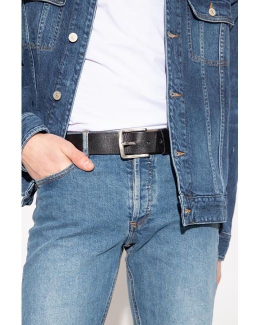 DIESEL Black Leather Belt for men