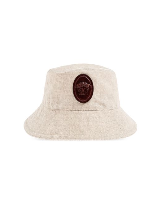 Versace Natural Hat With Logo Patch