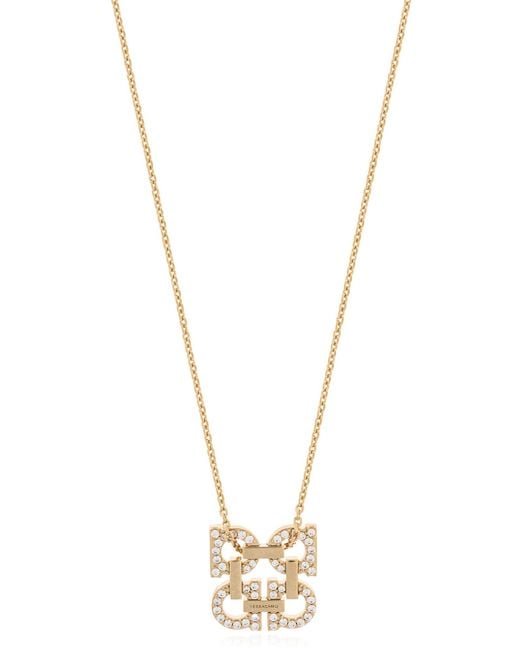 Ferragamo Metallic Necklace With A Logo-Shaped Pendant