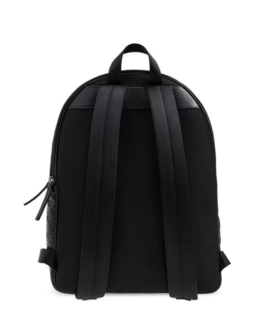 Emporio Armani Black Monogram Backpack for men