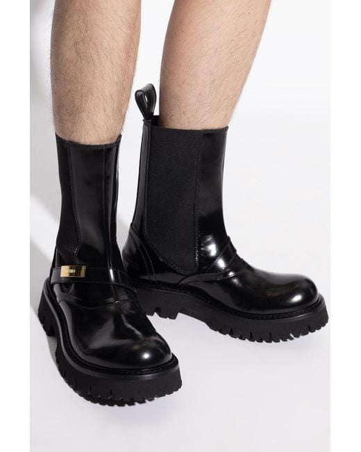Moschino Black Ankle Boots With Logo for men