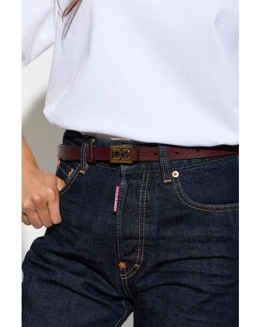 DSquared² Red Leather Belt