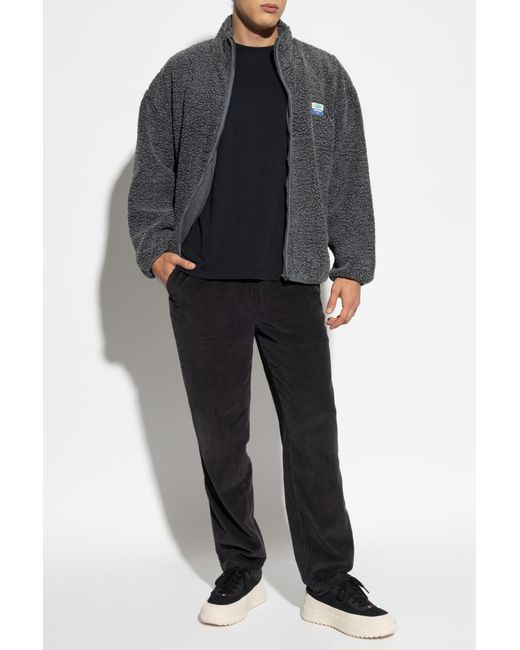 American Vintage Gray Furry Sweatshirt With Logo Patch for men