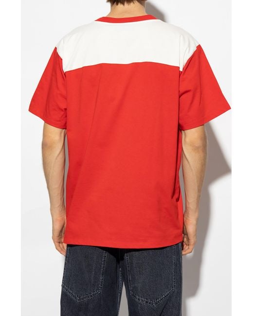 Gucci Red Logo Printed Cotton T Shirt for men