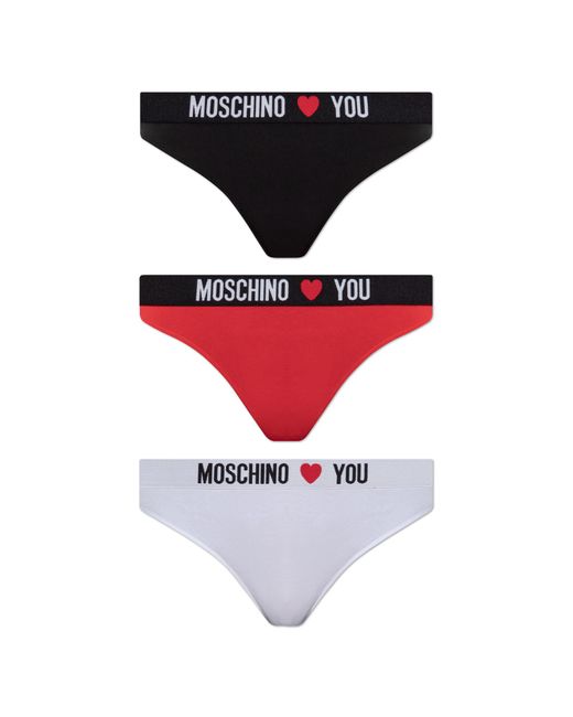 Moschino Red Three-Pack Of Thongs