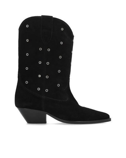 Isabel Marant Black Suede Heeled Ankle Boots "Duerto"