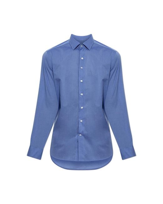 Etro Blue Shirt With Embroidered Logo for men