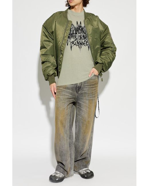 44 Label Group Green T-Shirt With Printed Logo for men