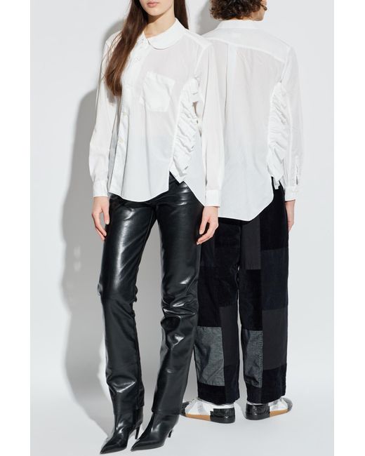 Comme des Garçons White Shirt With Ruffles